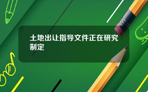 土地出让指导文件正在研究制定