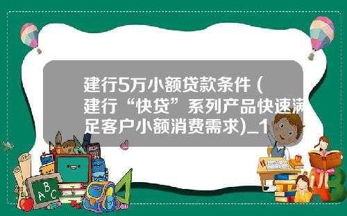 建行5万小额贷款条件 (建行“快贷”系列产品快速满足客户小额消费需求)_1