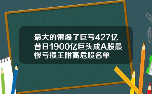 最大的雷爆了巨亏427亿昔日1900亿巨头成A股最惨亏损王附高危股名单