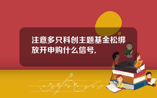 注意多只科创主题基金松绑放开申购什么信号.