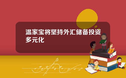 温家宝将坚持外汇储备投资多元化