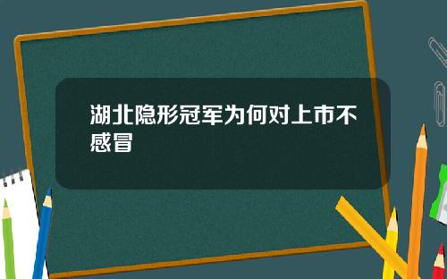 湖北隐形冠军为何对上市不感冒