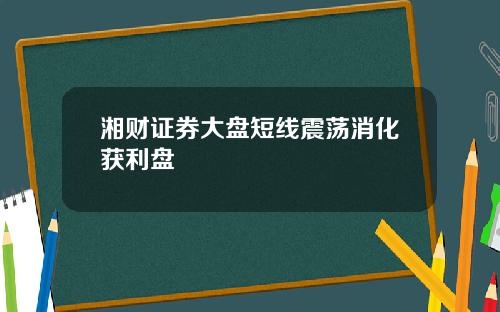 湘财证券大盘短线震荡消化获利盘