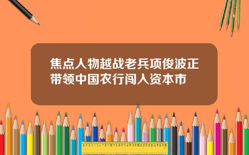 焦点人物越战老兵项俊波正带领中国农行闯入资本市