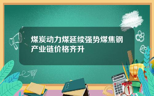 煤炭动力煤延续强势煤焦钢产业链价格齐升