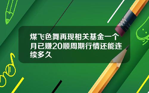 煤飞色舞再现相关基金一个月已赚20顺周期行情还能连续多久