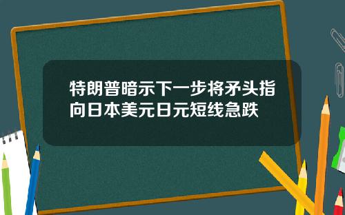 特朗普暗示下一步将矛头指向日本美元日元短线急跌