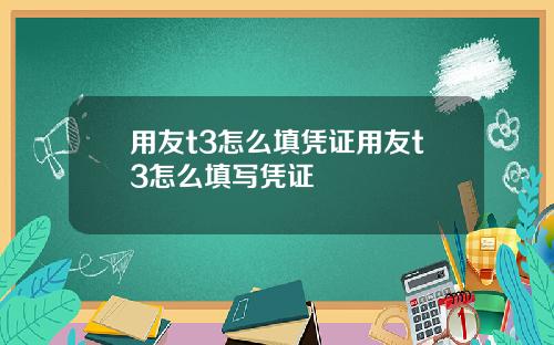 用友t3怎么填凭证用友t3怎么填写凭证