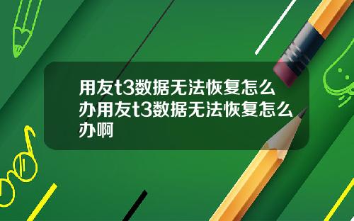 用友t3数据无法恢复怎么办用友t3数据无法恢复怎么办啊