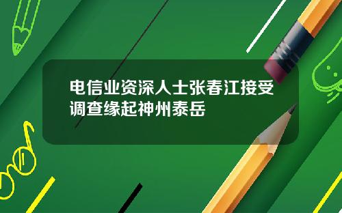 电信业资深人士张春江接受调查缘起神州泰岳