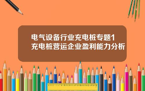 电气设备行业充电桩专题1充电桩营运企业盈利能力分析