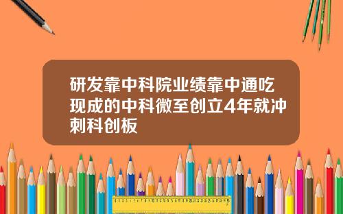 研发靠中科院业绩靠中通吃现成的中科微至创立4年就冲刺科创板