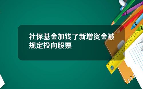 社保基金加钱了新增资金被规定投向股票