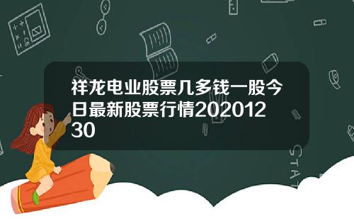 祥龙电业股票几多钱一股今日最新股票行情20201230