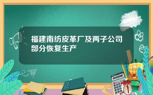 福建南纺皮革厂及两子公司部分恢复生产