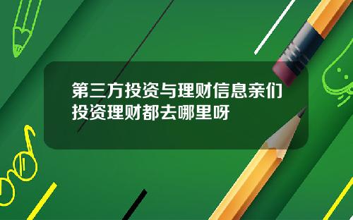 第三方投资与理财信息亲们投资理财都去哪里呀