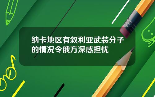 纳卡地区有叙利亚武装分子的情况令俄方深感担忧