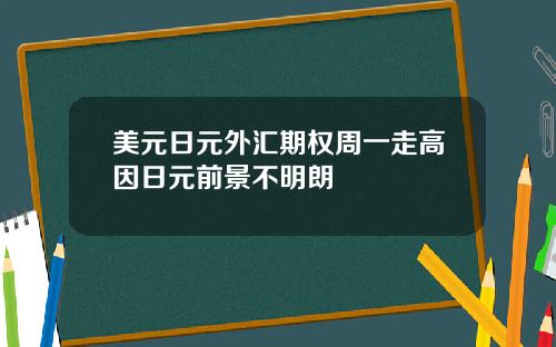 美元日元外汇期权周一走高因日元前景不明朗