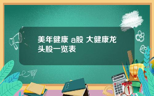 美年健康 a股 大健康龙头股一览表