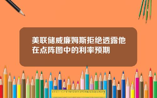 美联储威廉姆斯拒绝透露他在点阵图中的利率预期