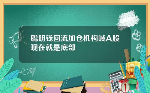 聪明钱回流加仓机构喊A股现在就是底部