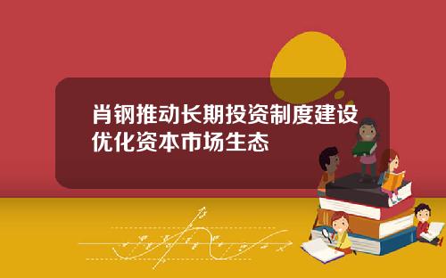 肖钢推动长期投资制度建设优化资本市场生态