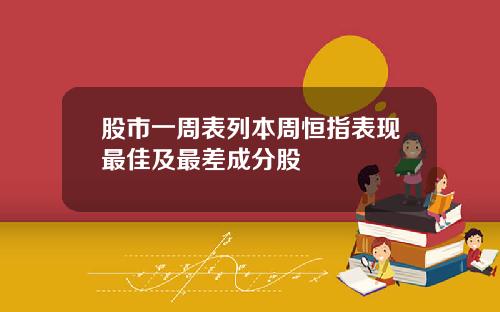 股市一周表列本周恒指表现最佳及最差成分股