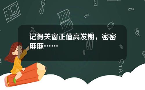 记得关窗正值高发期，密密麻麻……