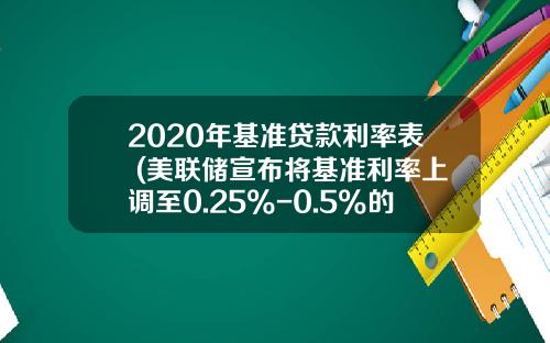 2020年基准贷款利率表 (美联储宣布将基准利率上调至0.25%-0.5%的区间)