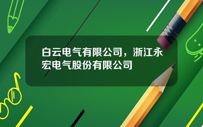 白云电气有限公司，浙江永宏电气股份有限公司