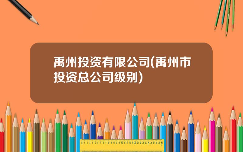 禹州投资有限公司(禹州市投资总公司级别)