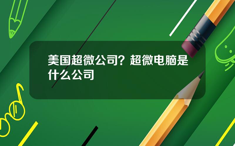 美国超微公司？超微电脑是什么公司