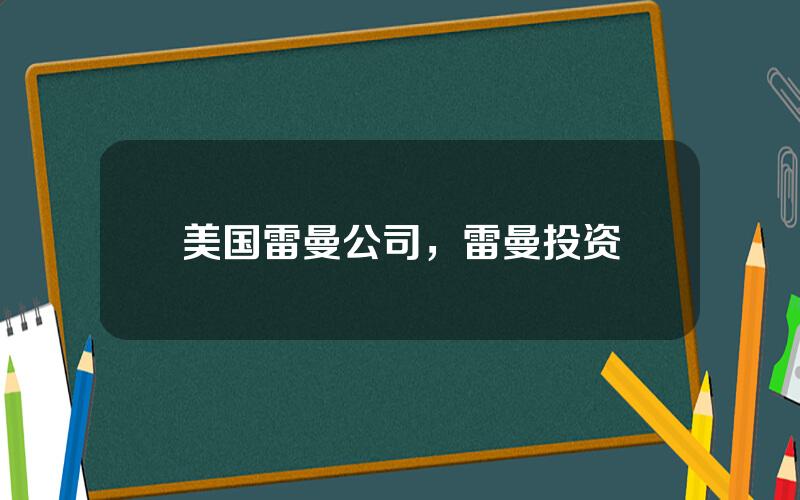 美国雷曼公司，雷曼投资