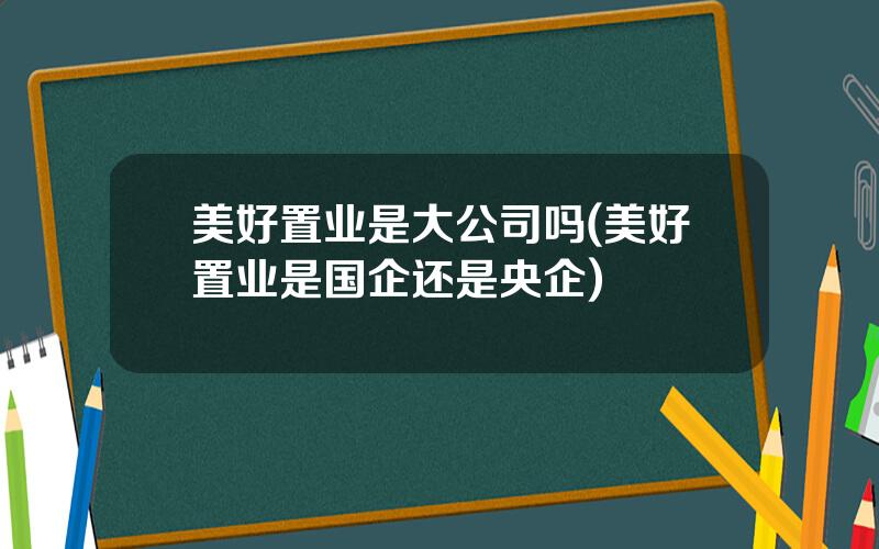 美好置业是大公司吗(美好置业是国企还是央企)