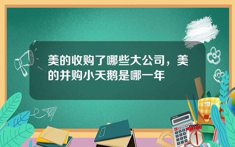 美的收购了哪些大公司，美的并购小天鹅是哪一年