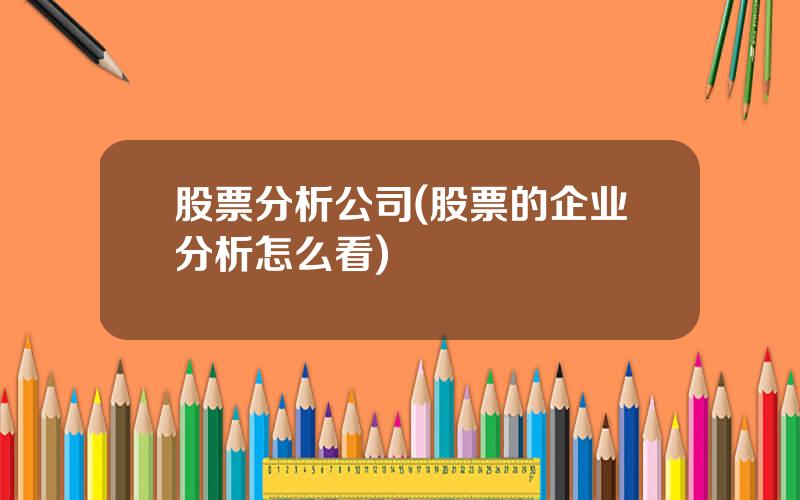 股票分析公司(股票的企业分析怎么看)