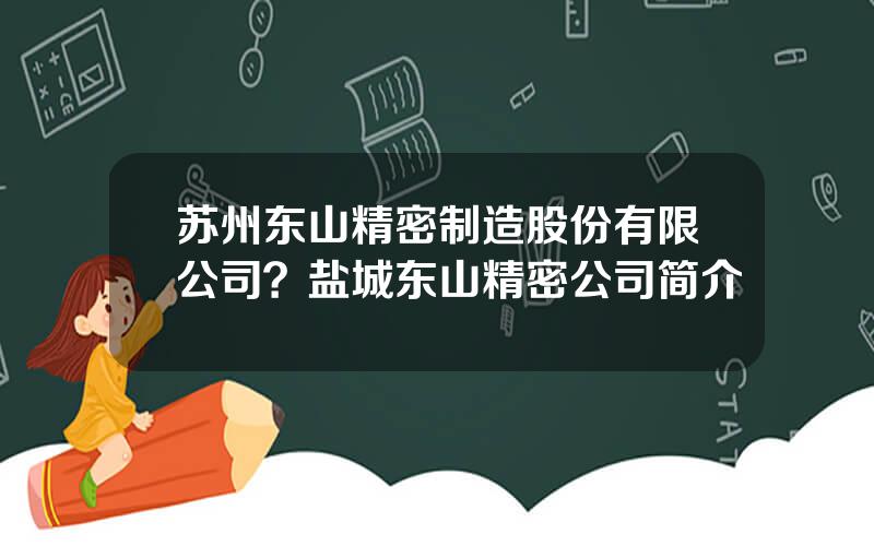 苏州东山精密制造股份有限公司？盐城东山精密公司简介