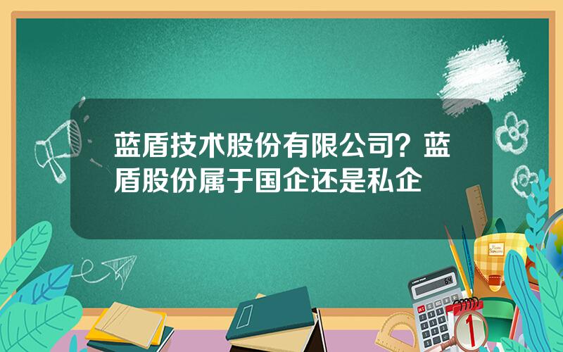 蓝盾技术股份有限公司？蓝盾股份属于国企还是私企