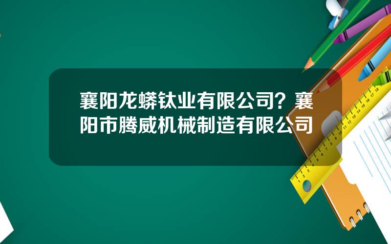 襄阳龙蟒钛业有限公司？襄阳市腾威机械制造有限公司