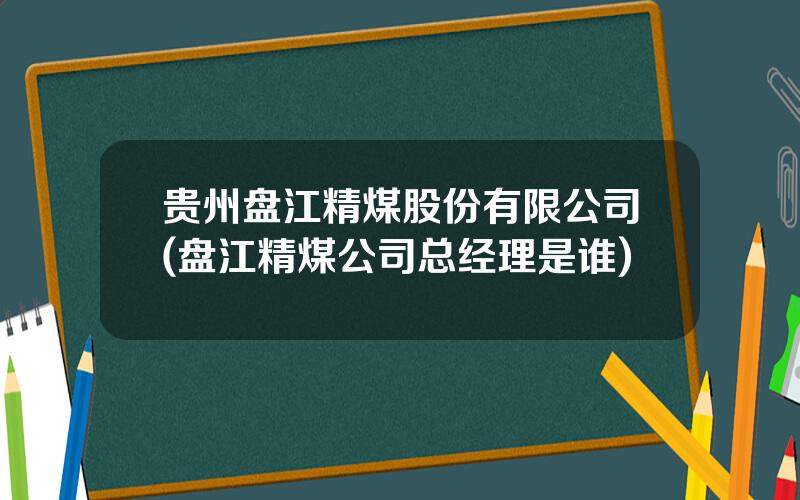 贵州盘江精煤股份有限公司(盘江精煤公司总经理是谁)