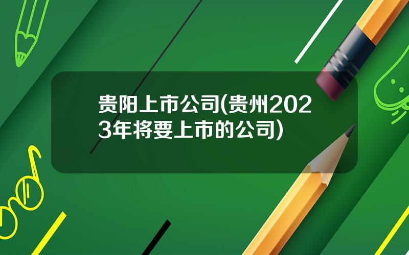 贵阳上市公司(贵州2023年将要上市的公司)