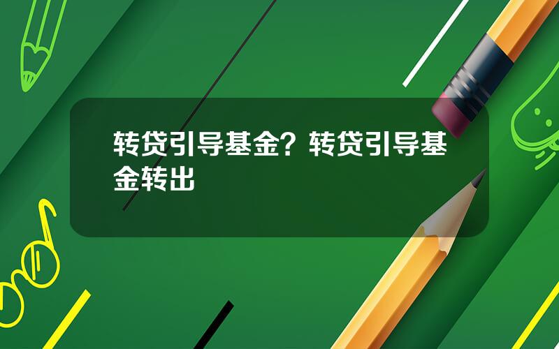 转贷引导基金？转贷引导基金转出